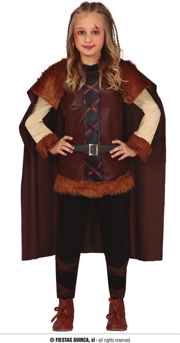 Piraat & Viking Kostuum | Aslaug De Gevreesde Viking Kind Kostuum | 10 - 12 jaar | Carnaval kostuum | Verkleedkleding